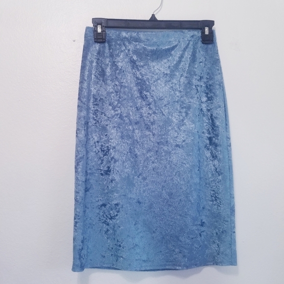 🌸Reformation ×‎ Urban Renewal | Velvet Midi Skirt size Small, Lt Blue - Picture 1 of 7